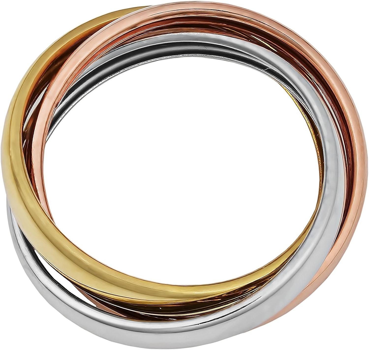 14K Gold Trinity Tri-Color Hollow Rolling Ring: Clothing, Shoes & Jewelry