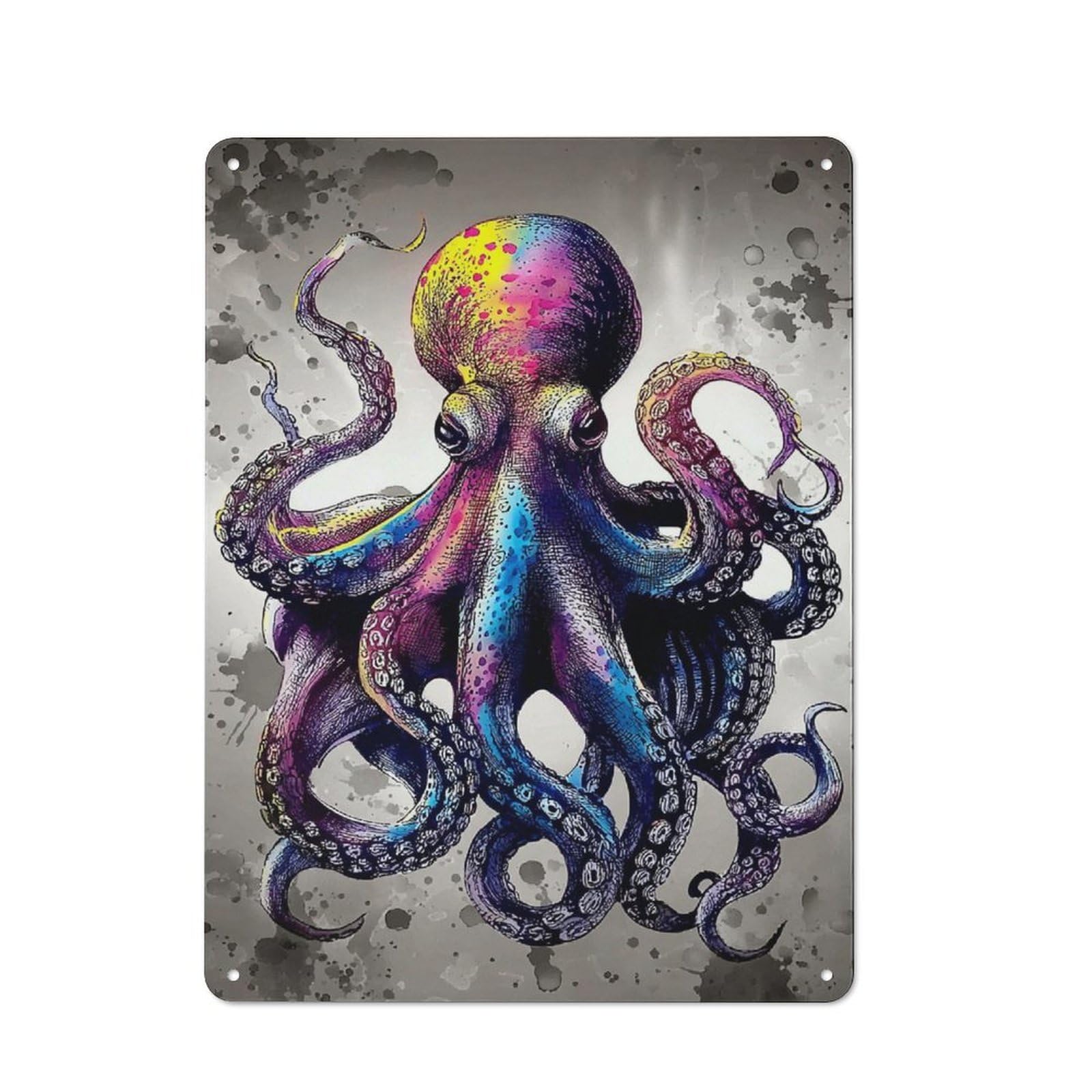 Shed Metal Sign with Vibrant Octopus Art Print Design 40x30cm, Outdoor Room Shed Wall Decor for Shed, Garden Room, Porch Or Garage