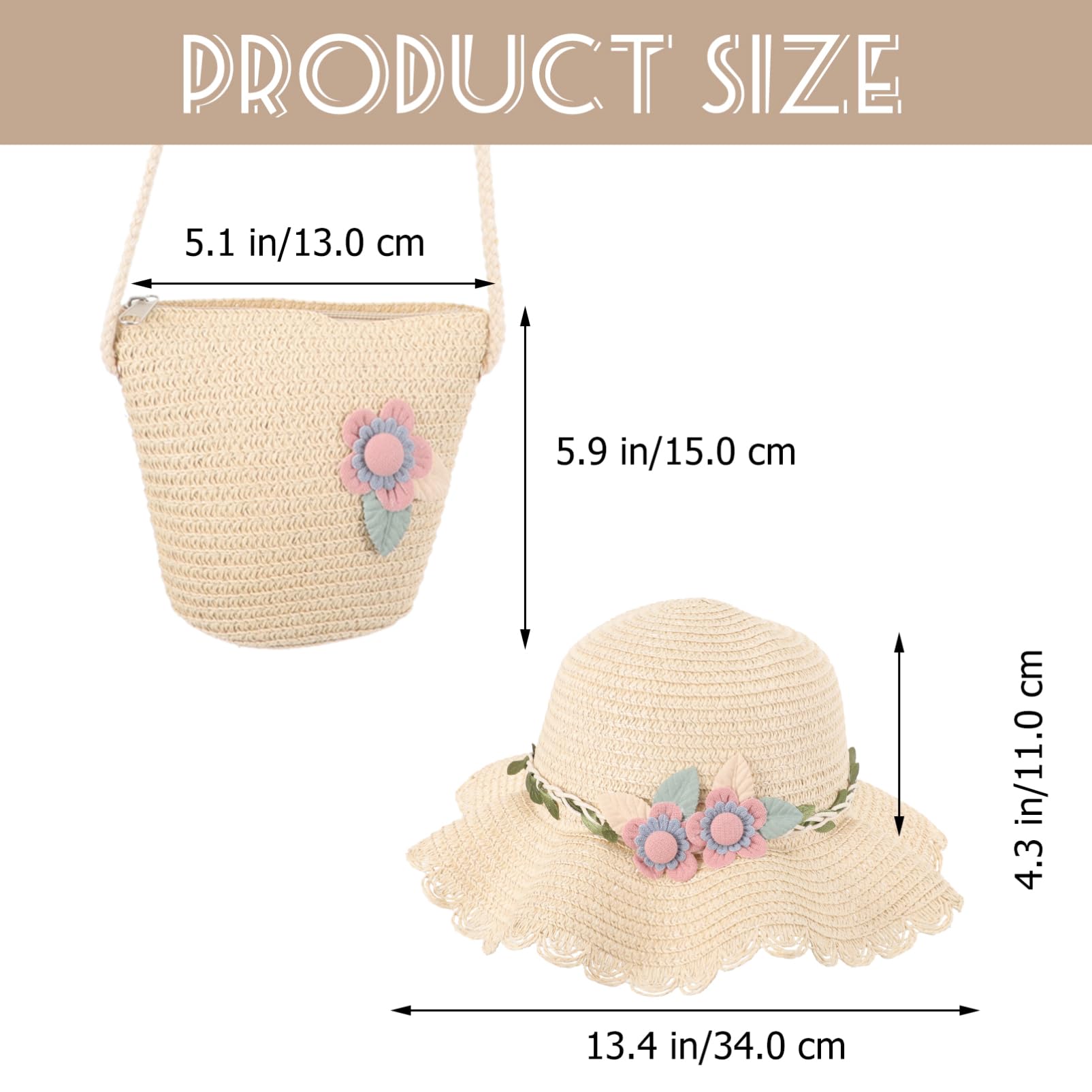 PACKOVE Sombrero De Playa para Niñas Sombrero De para El Sol Sombrero De Sol De para Bebé Sombreros De Playa De Verano Gorro Chica Bolsa De Playa para Niñas Tapa