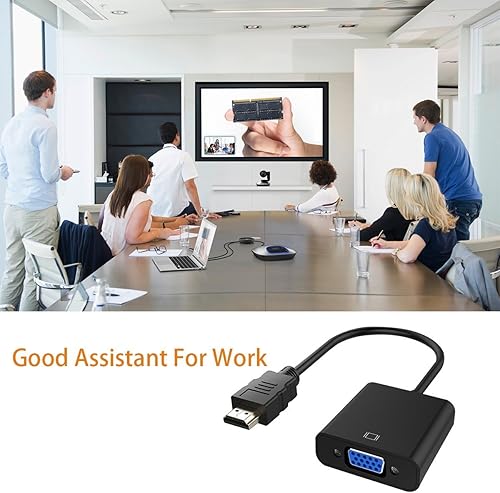 Vista 7 de Convertidor de adaptador de cable HDMI a VGA de 15 pines d Sub, HDMI dorado macho a VGA hembra Cable conector para computadora portátil Conectar al