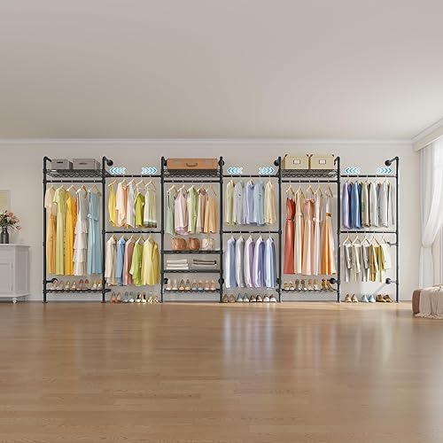 Miniatura 7 de Timate F6 - Perchero para colgar en la pared, sistema de armario de tubería industrial expandible, perchero colgante resistente, organizador de