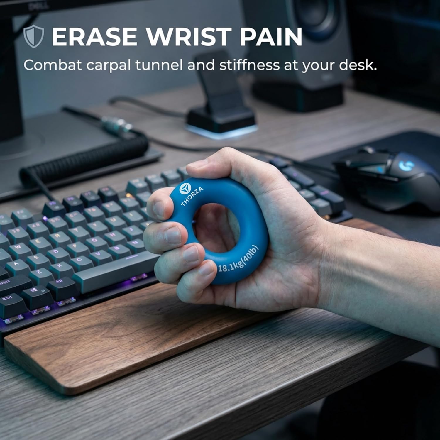 Thorza Hand Grip Strengthener Set – 3 Resistance Levels, Finger & Forearm Trainer with Rings & Bands, Grip Trainer for Wrist, Rehab & Strength Training