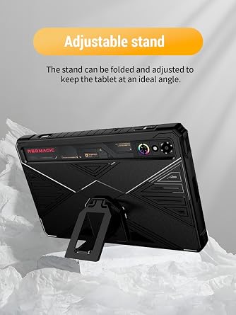 Case for REDMAGIC Astra Gaming Tablet 9.06 Inch, FJIASTB Flexible TPU Cover with Kickstand for ZTE Nubia RedMagic Gaming Pad 3 Pro Tablet, Shockproof (Black)