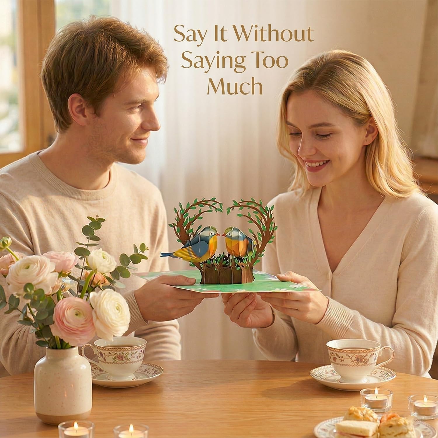 Love Birds Pop Up Karte, Paar Finken küssend, romantische Vogelkarte, 3D Grußkarten für alle Anlässe, Valentinstag, Happy Birthday, Jahrestag, Hochzeit