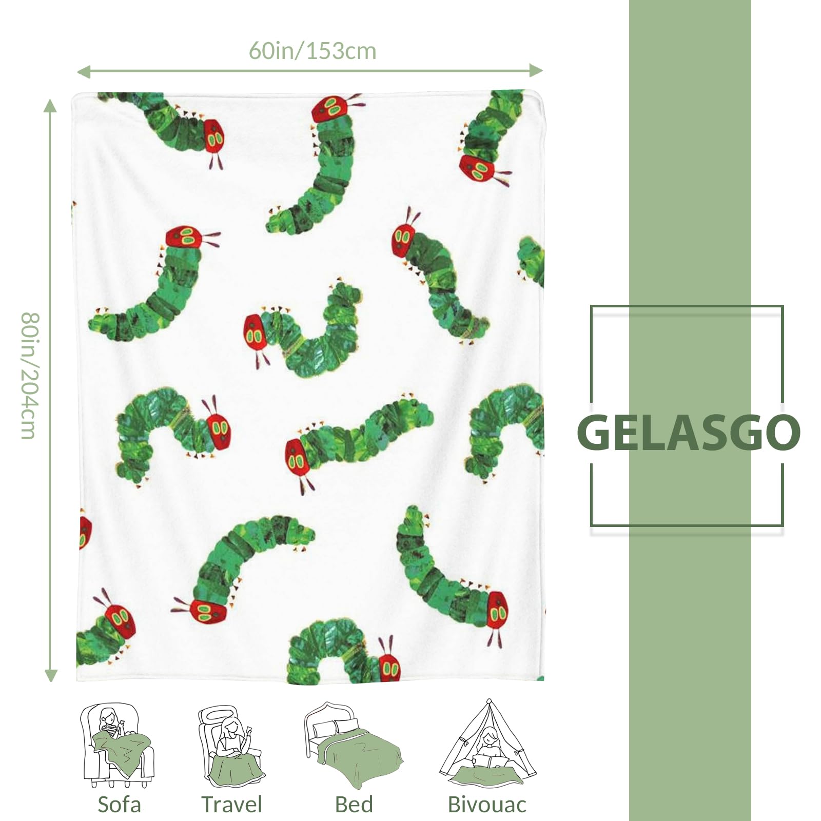 Gelasgo Caterpillar Throw Blanket Ultra Soft Flannel Blanket - Image 4