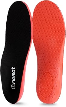 riemot Sports Insoles for Men, High Elasticity PU Shoe Inserts with Arch Support and Heel Cup, Shock Absorbing Insoles for Walking, Light Running, Sneakers & Running Shoes Black US9/ EU42