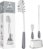 MR.SIGA Water Bottle Brush Cleaning Set with Holder - Durable Nylon Brushes for Tumblers, Straws, Baby Bottles & Glasses