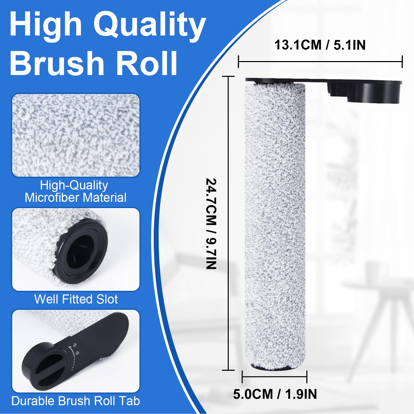Roller Brush and Filter Accessory Set for JONR ED12 Vacuum Cleaner, for Eureka NEW430 Wet Dry Vacuum Cleaner, Replacement Parts Including 2 Brush Rollers, 2 Filters, 1 Cleaning Brush