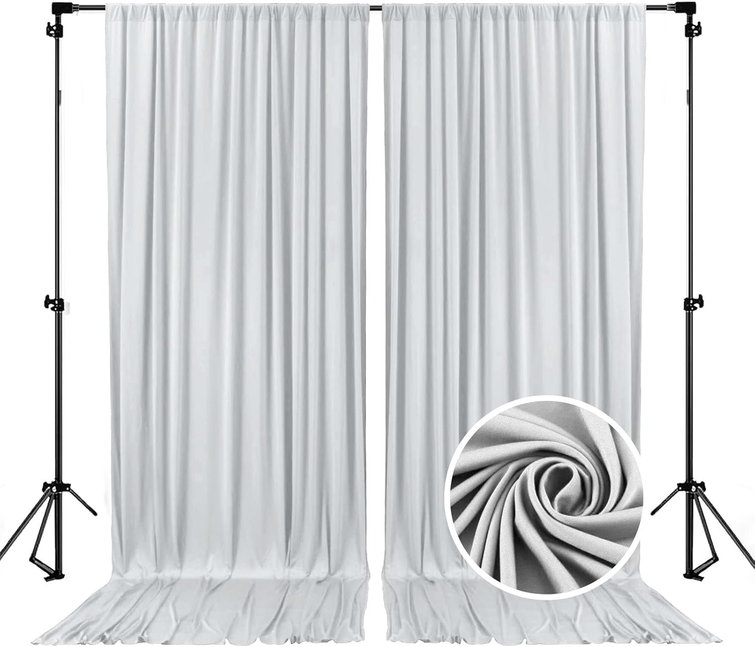 10 x 10 Feet Silver Backdrop Curtain for Partie, Background Curtains for Photoshoot, Birthday, Wedding, Halloween, Thanksgiving, Christmas, New Year Party Decorations 5Ft x 10Ft, 2 Panels