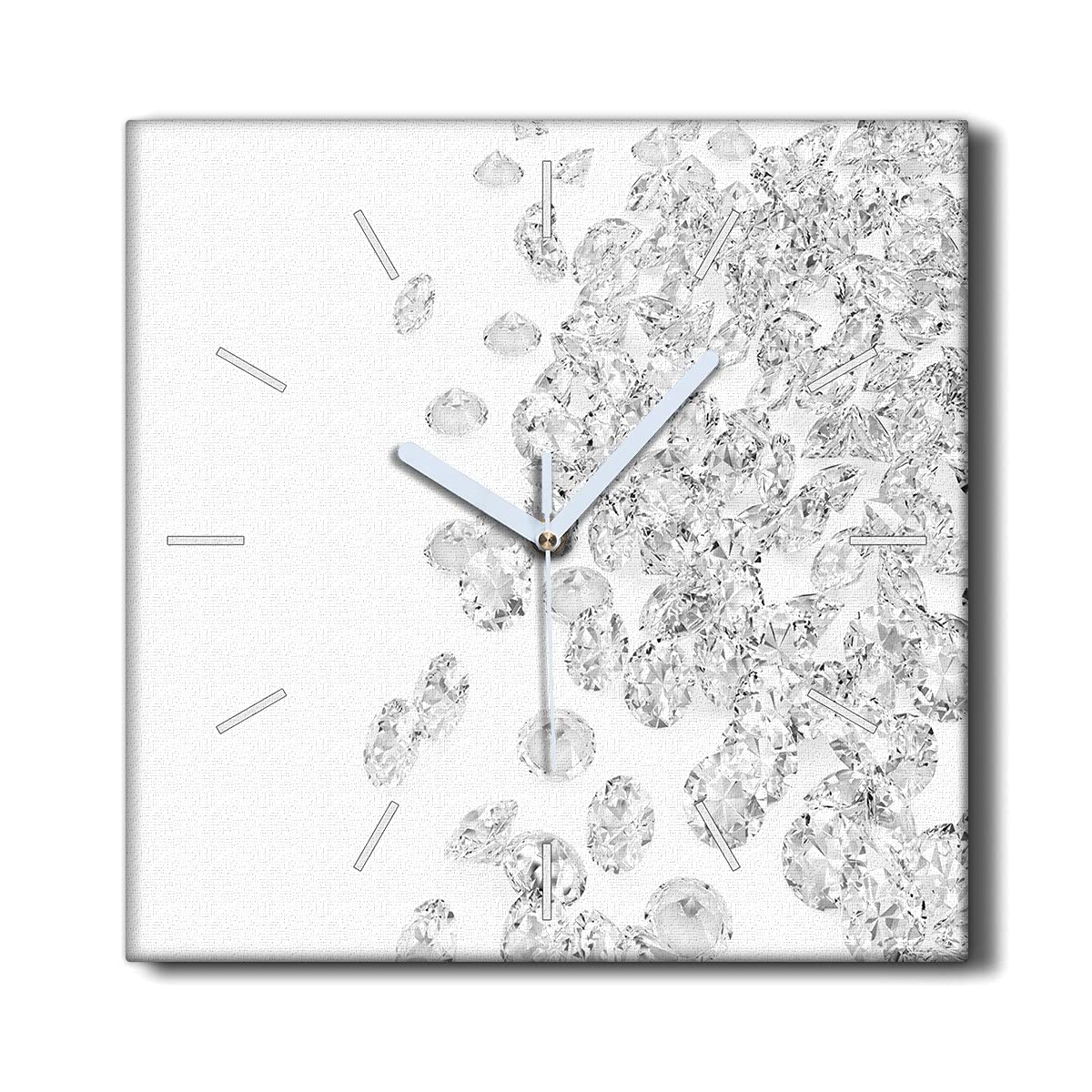 Horloge murale toile sans tic-tac 30x30cm Coloray Diamants précieux