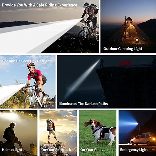 Miniatura 6 de Juego de luces de bicicleta recargables por USB superbrillantes de 8000 lúmenes, luces de bicicleta superbrillantes 2LED delanteras y traseras,