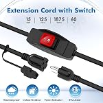 KASONIC 1.5 FT 3 Prong Outdoor Extension Cord with Waterproof Switch, 1875W 15A 125V Grounded Outlets Plugs with Safety Cover, Heavy Duty Extension Cable Inline On/Off Switch, ETL Listed