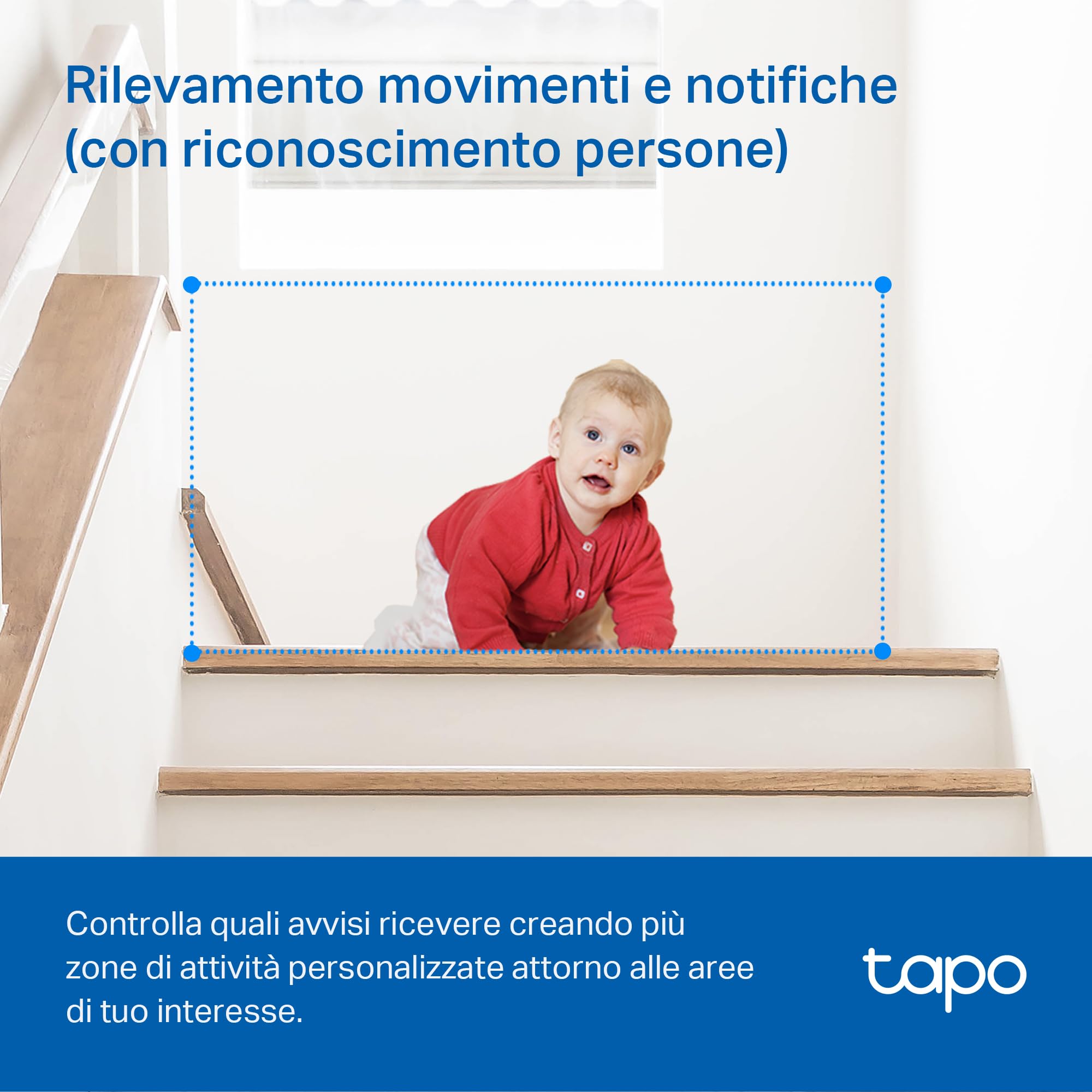 Tapo Telecamera Wi-Fi Interno 2K 3MP, Videocamera Sorveglianza, Visione Notturna, Rilevamento del Pianto del Bambino, Modalità Privacy, Storage su Cloud, MicroSD fino a 512GB, Alexa e Google, C21A