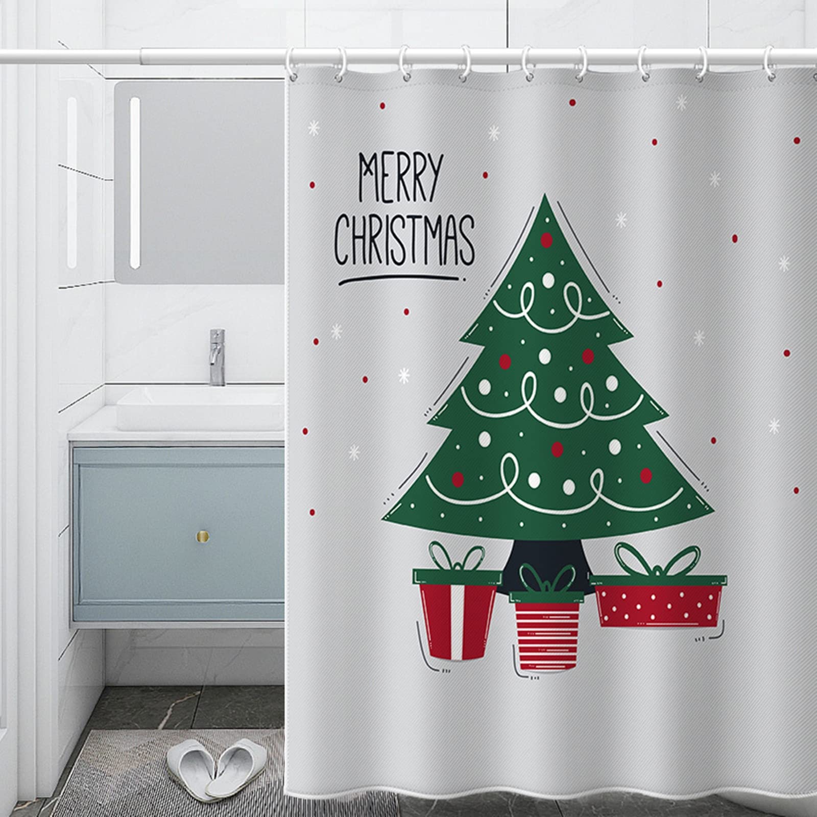 Rideau douche sapin de Noël KnSam 200x200cm pour votre bain festif