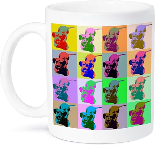 Sandy Mertens Pop Art Designs  Caja de cartón Dachshund Pop Art  Tazas, Blanco