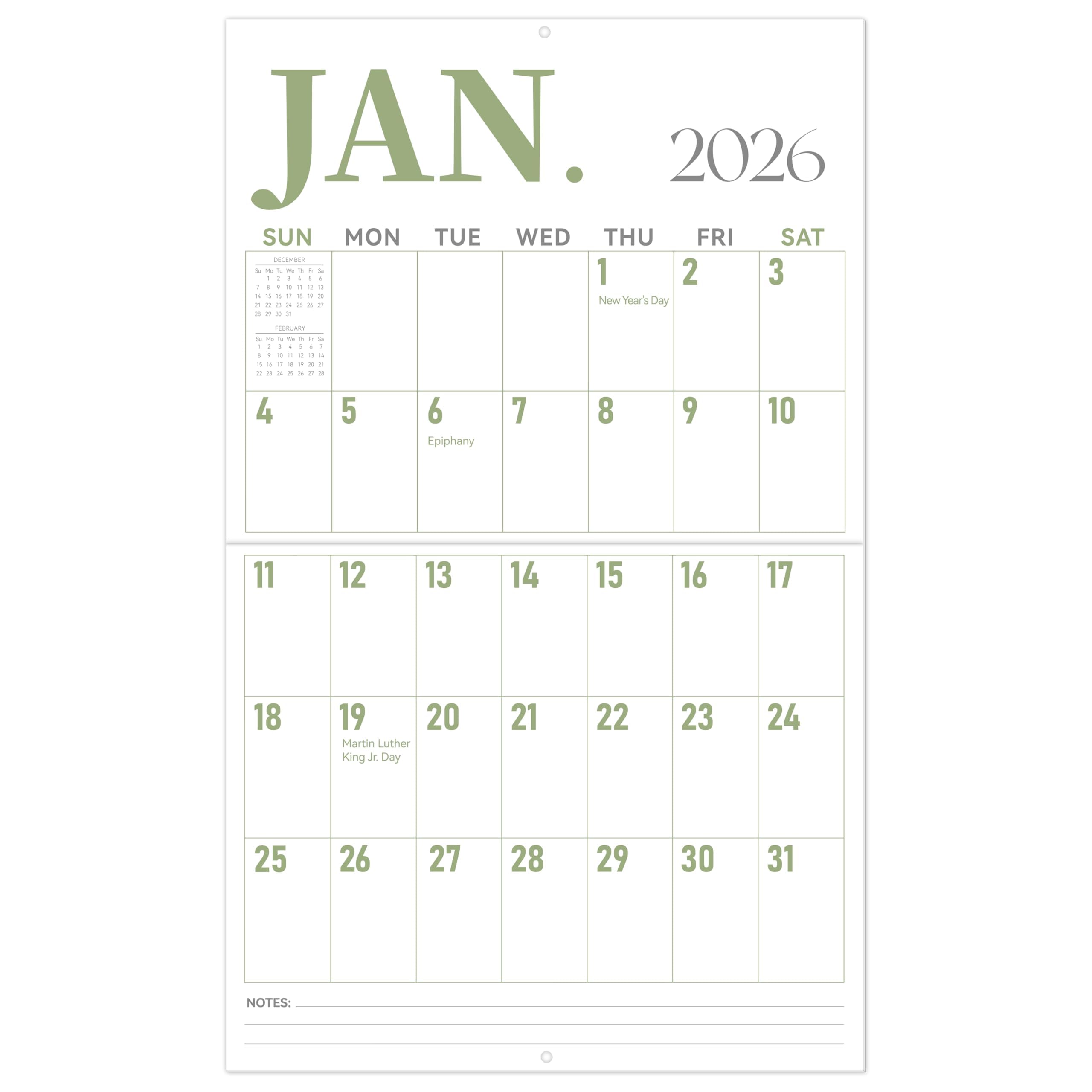 GuassLee Wall Calendar 2026-2027 Large, 23"x14" Vertical Wall Calendar 2026, 19-Month from 2026 Jan to 2027 Jul, Monthly Planner Hanging Calendar with Big Grid Big Numbers for Home Office Organizing