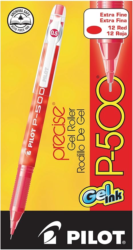 Amazon.com: P 500 Gel Ink Roller Ball Pen, Extra Fine Point, Red Ink ...