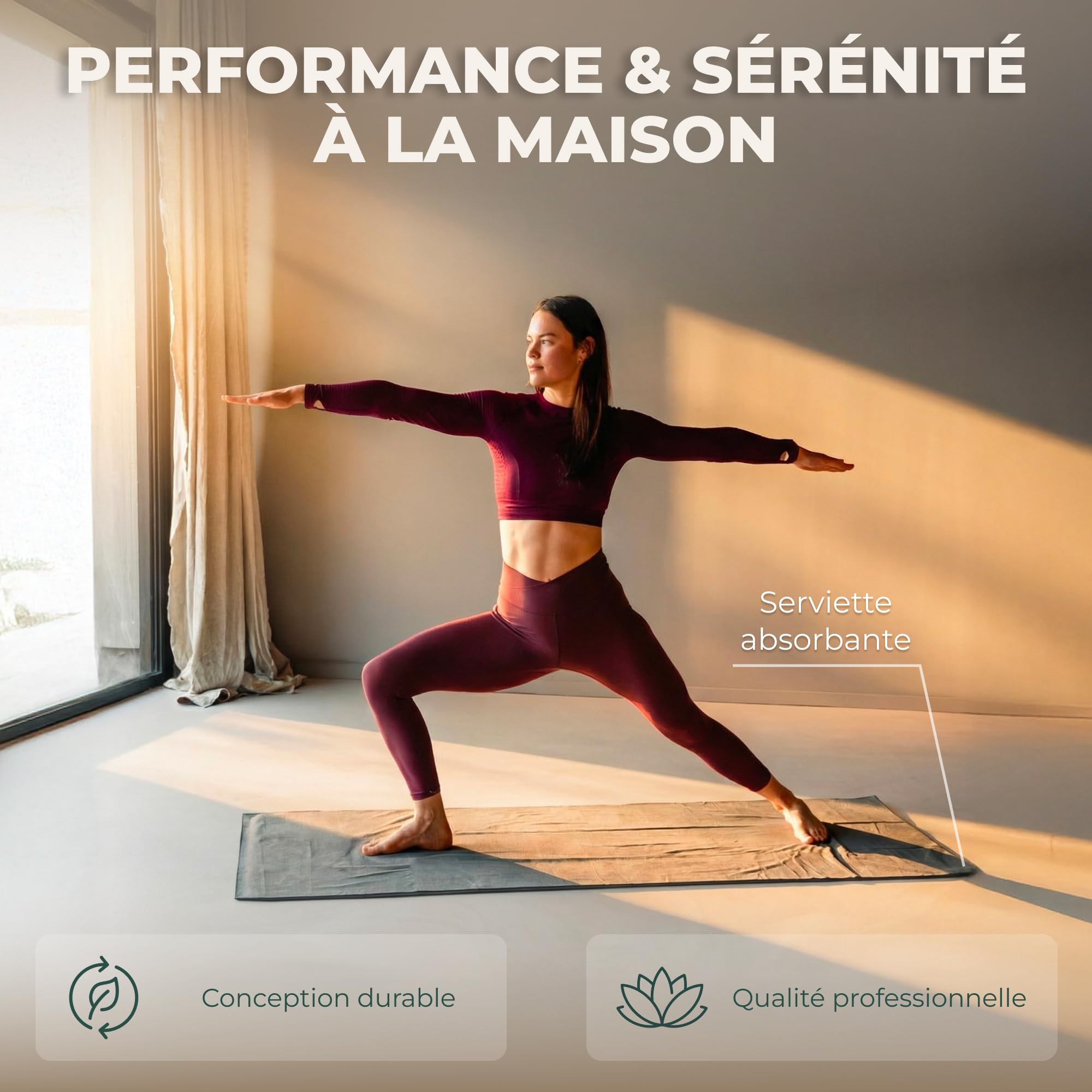 STAASH Kit Tapis de Yoga Antidérapant – Serviette, Sangle & Support Genoux | Kit complet : tapis + serviette microfibre + sangle de transport + support genoux · caoutchouc naturel antidérapant 4,5 mm