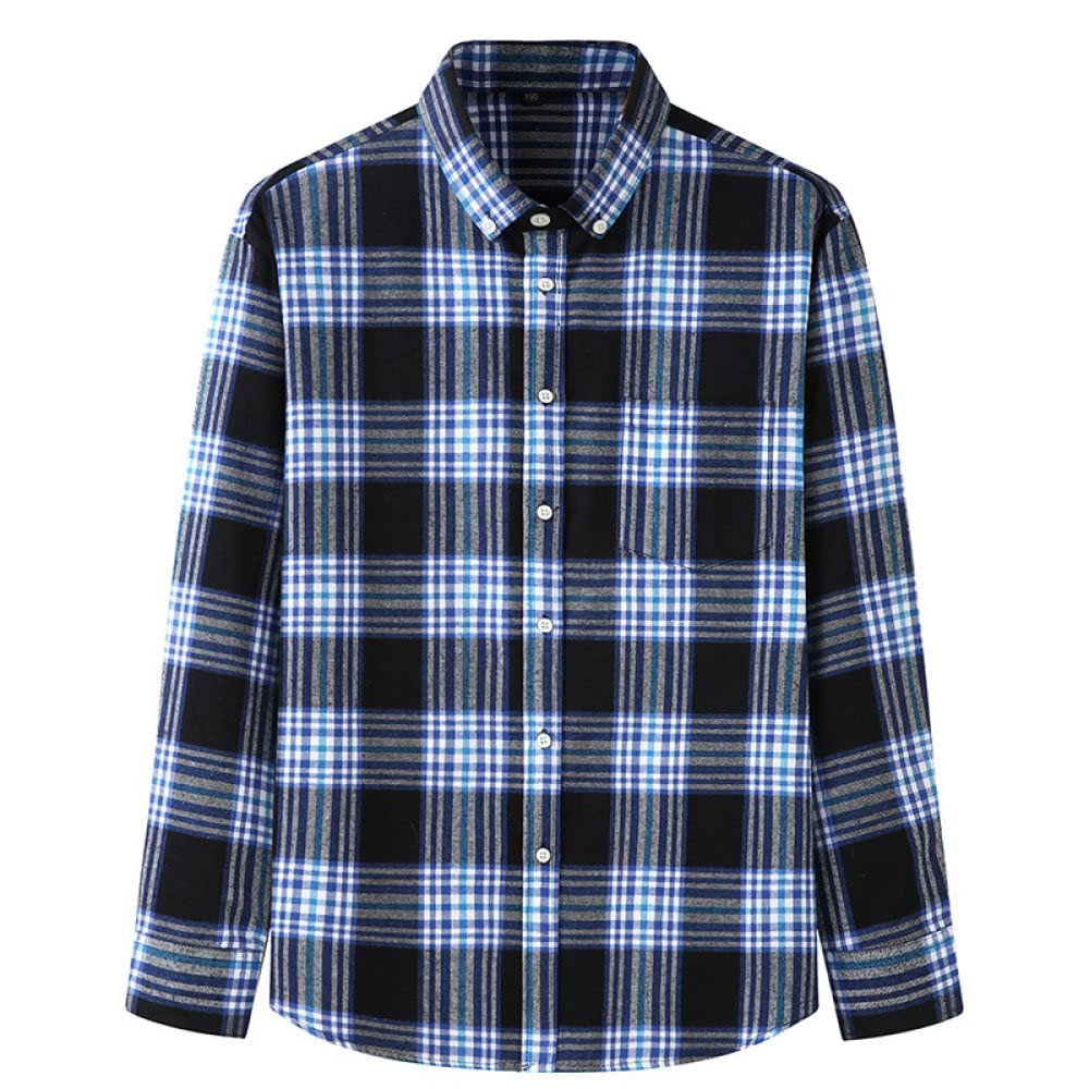 HGJH Herren Flanellhemd, Herren Langarm Flanellhemd Thermohemd Gitter Blaues Hemd Baumwollhemd Herren Regular Fit Holzfäller Bequem Karierte Hemdjacke Lässiges Arbeitshemd Für Herren Jungen