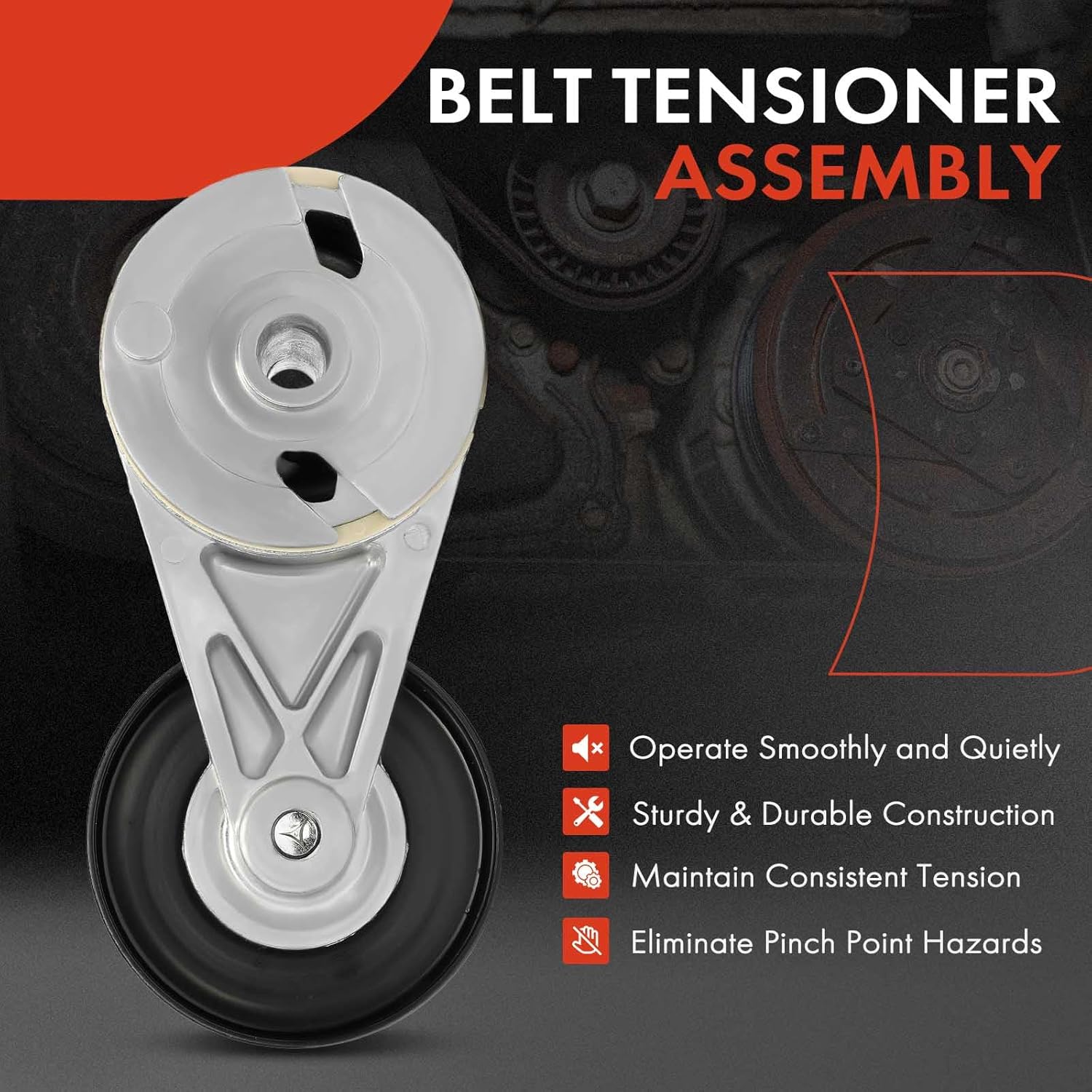 A-Premium Belt Tensioner Assembly with Pulley Compatible with Chevrolet Astro 1990-1995, G10 1992-1995, G20 1992-1995, G30 1992-1995, GP3500 1993-1996 & GMC G1500 1992-1995, G2500, G3500, Safari