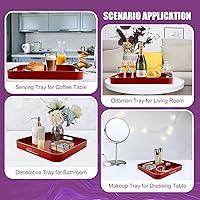 Vista 75 de Gifturbo Bandeja negra para servir, bandejas decorativas de mármol con asas, bandeja de mesa auxiliar, bandejas de plástico rectangulares otomanas