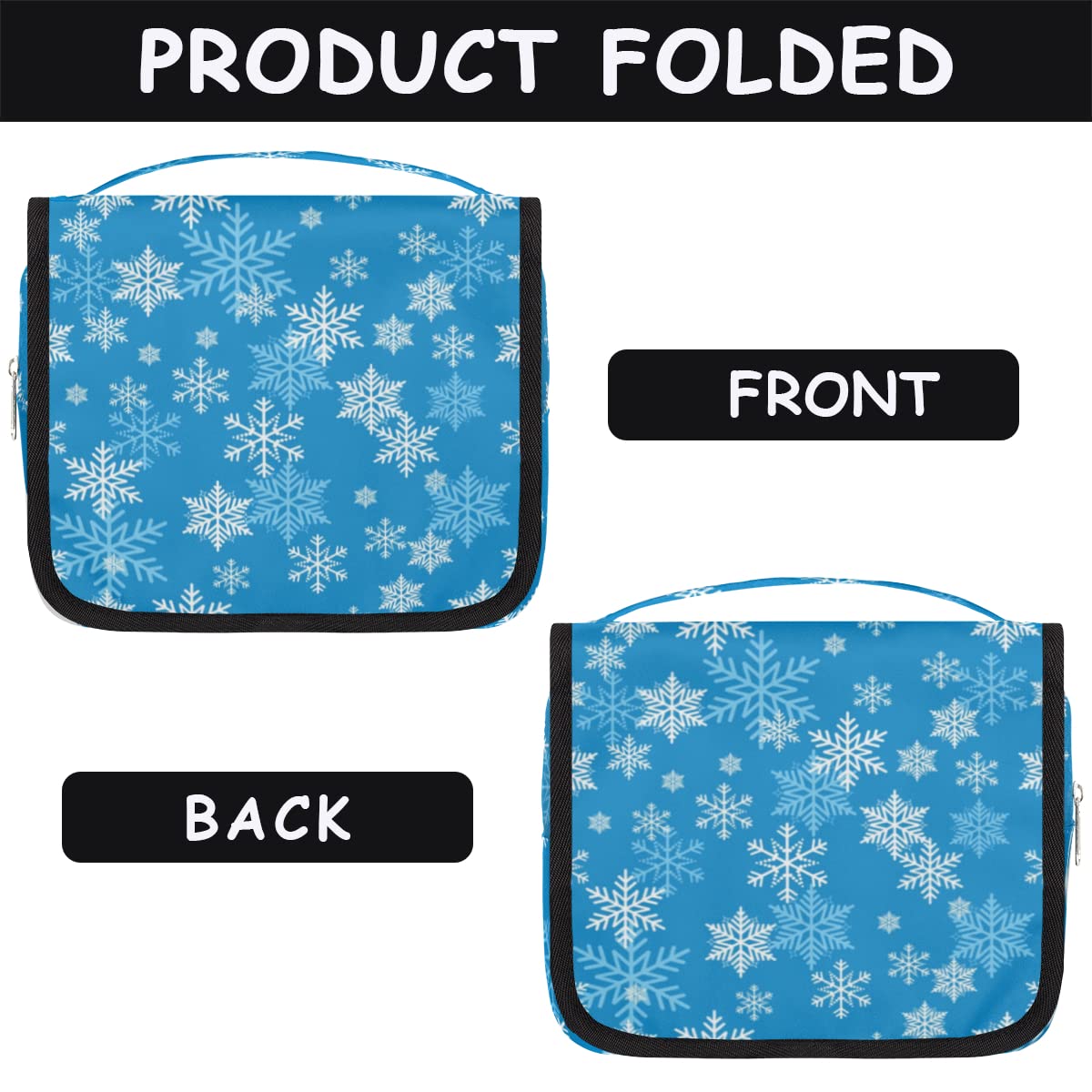 Śnieżynka Podróżna Kosmetyczka Niebieski płatek śniegu Torba do mycia Torba Unisex Wiszące przybory toaletowe Kosmetyczka Organizer do makijażu, wielobarwny, Jeden rozmiar
