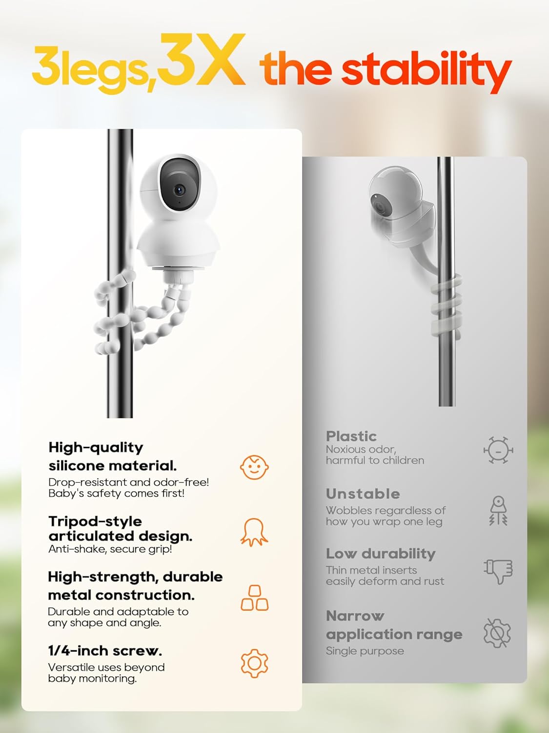 Baby Monitor Mount, Compatible with Tapo Hello Baby Kasa Nanit Pro （White） image 6 of 7 B0FFSYZFM9