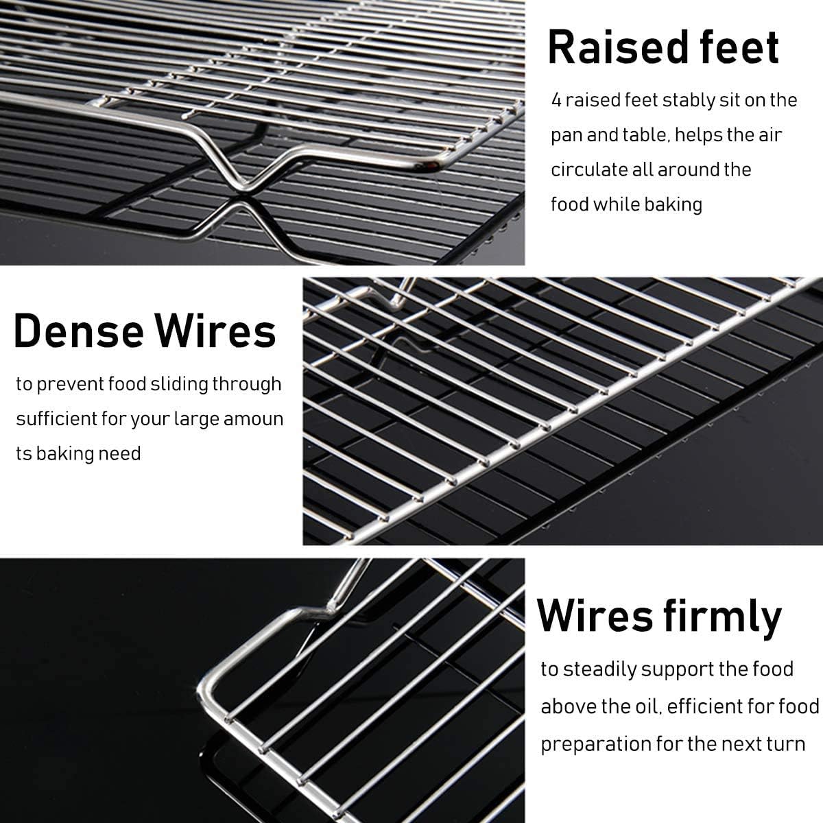 Baking Sheet with Rack Set, Umite Chef Stainless Steel 10 Inch Cookie Sheet Baking Pans with Cooling Rack, Cookie Pan with Rack Non Toxic & Healthy, Easy Clean & Heavy Duty, Dishwasher Safe