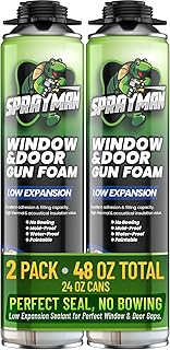Sprayman Window & Door Expanding Spray Foam - (2x24oz) Low Expansion Polyurethane Spray Foam for Doors, Windows & Walls, Gun Use & Reuseable, Gun&Cleaner NOT Included - 2 Pack