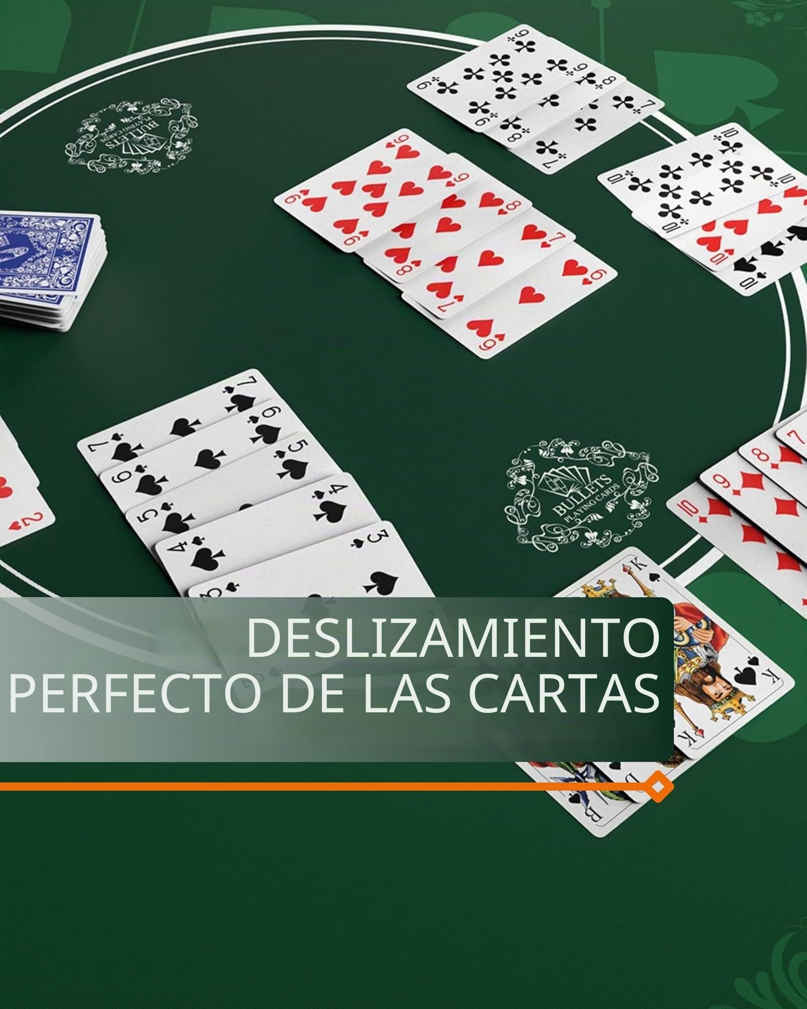 Bullets Playing Cards, Tapete Cartas y Juegos de Mesa 180 x 90 cm, Alfombra tapete Juegos de Cartas, Poker, Naipes, Domino o ajedrez. Antideslizante Verde Premium