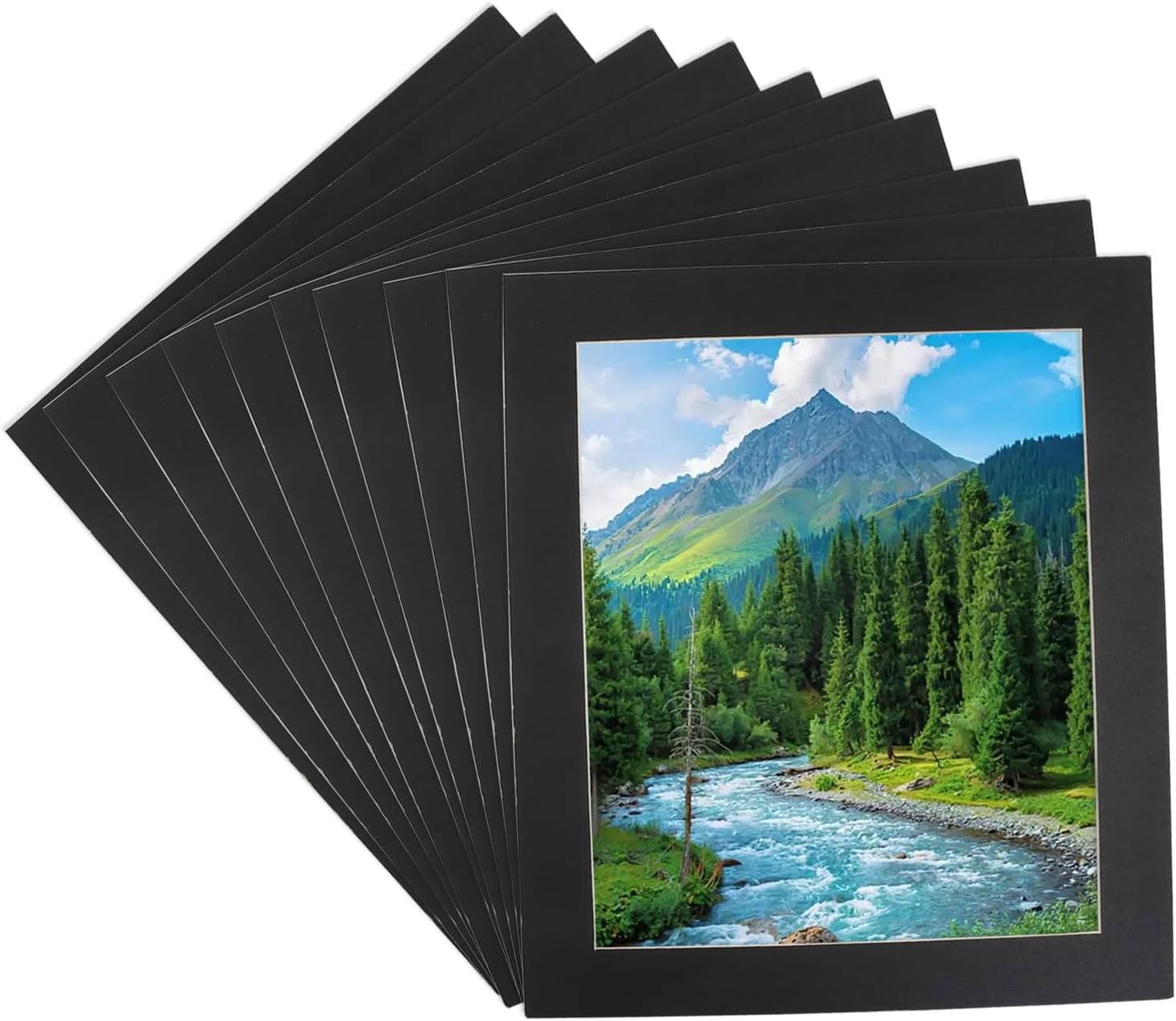 ZOCCVI Picture Frame Mats, 10 Pack, Black, 10x12 to 8x10