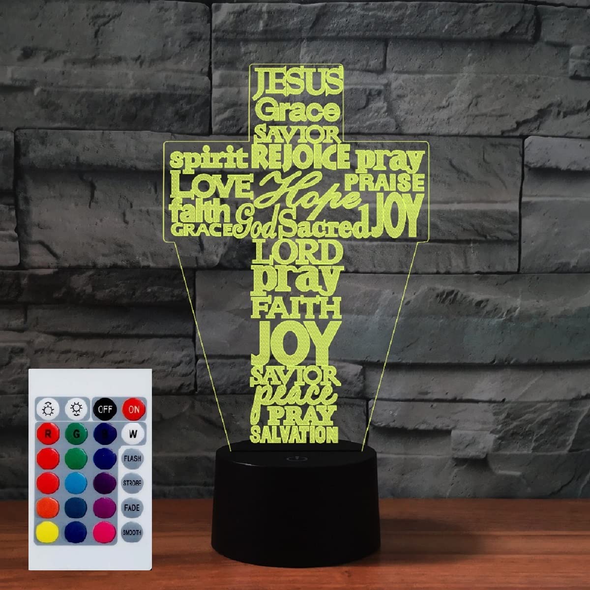 Lampada 3D Led Gesù Croce Con Telecomando 16 Colori – Luce Notturna Acrilica Per Camera Da Letto, Regalo Originale - 4