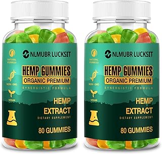 Hemp Gummies for Sleep, Pain & Anxiety - High Potency Organic Hemp Oil Extract, Vegan, Extra Strength Edible Gummy Candy for Adults(2 Pack)