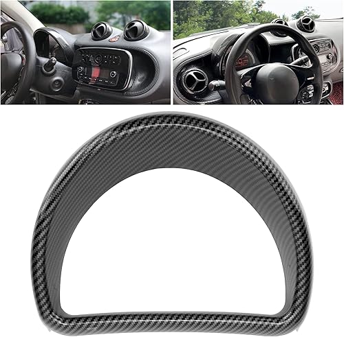 Miniatura 3 de Qiilu - Conjunto de bisel de instrumentos de tablero de instrumentos, estilo fibra de carbono, repuesto para Smart FortwoForfour 453 2015-2021