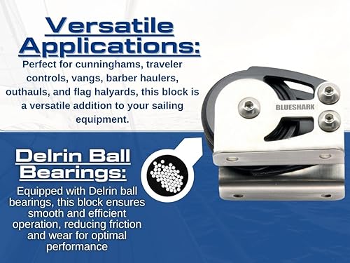 Miniatura 10 de Bloque de vela de aluminio de 1.496 in para mejillapie único elegir cantidad (paquete de 2) 2251, Negro -