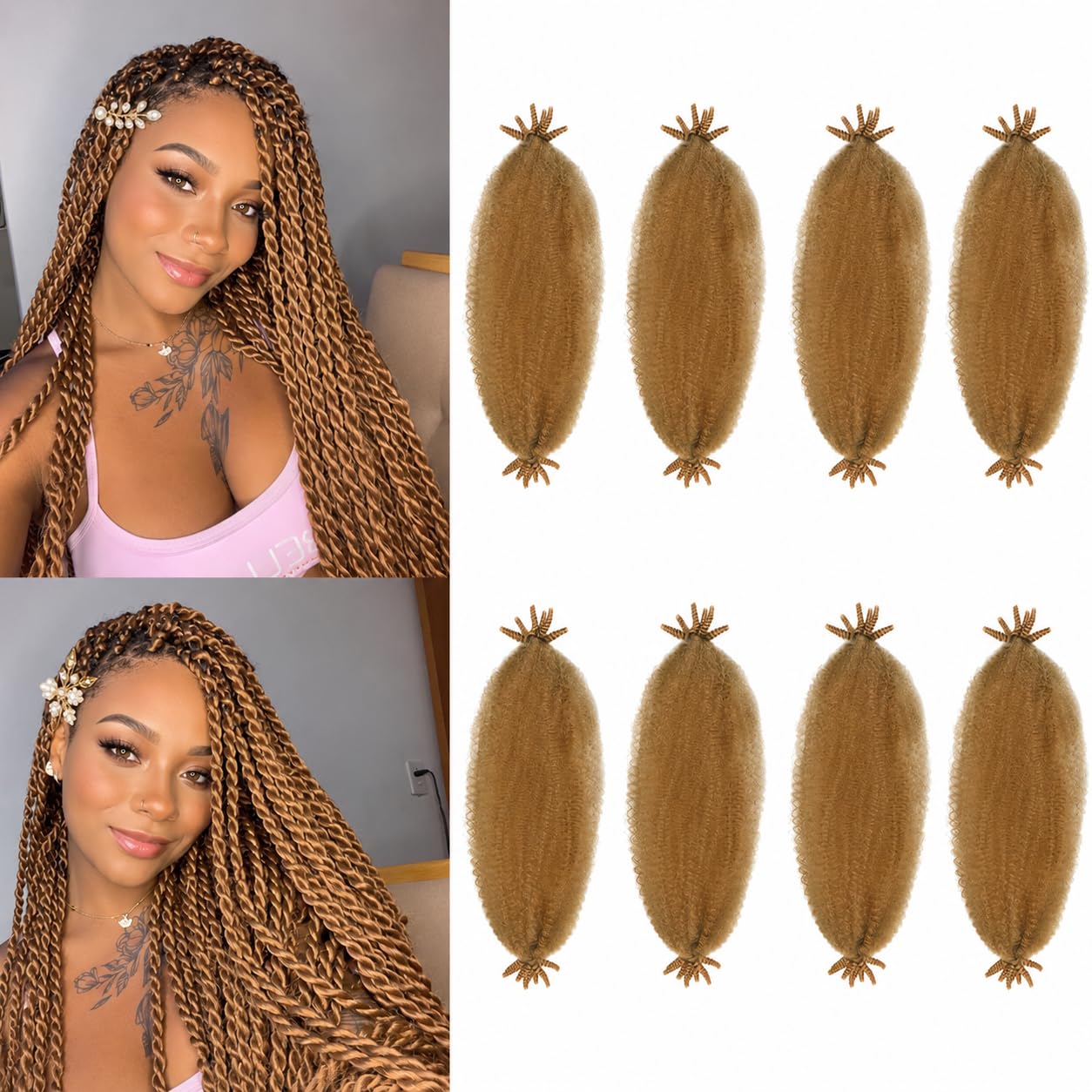 Synthetic Curly Crochet Hair for Black Women Marley Twist Braiding Hair (#350, 18 Inch (Pack of 8))