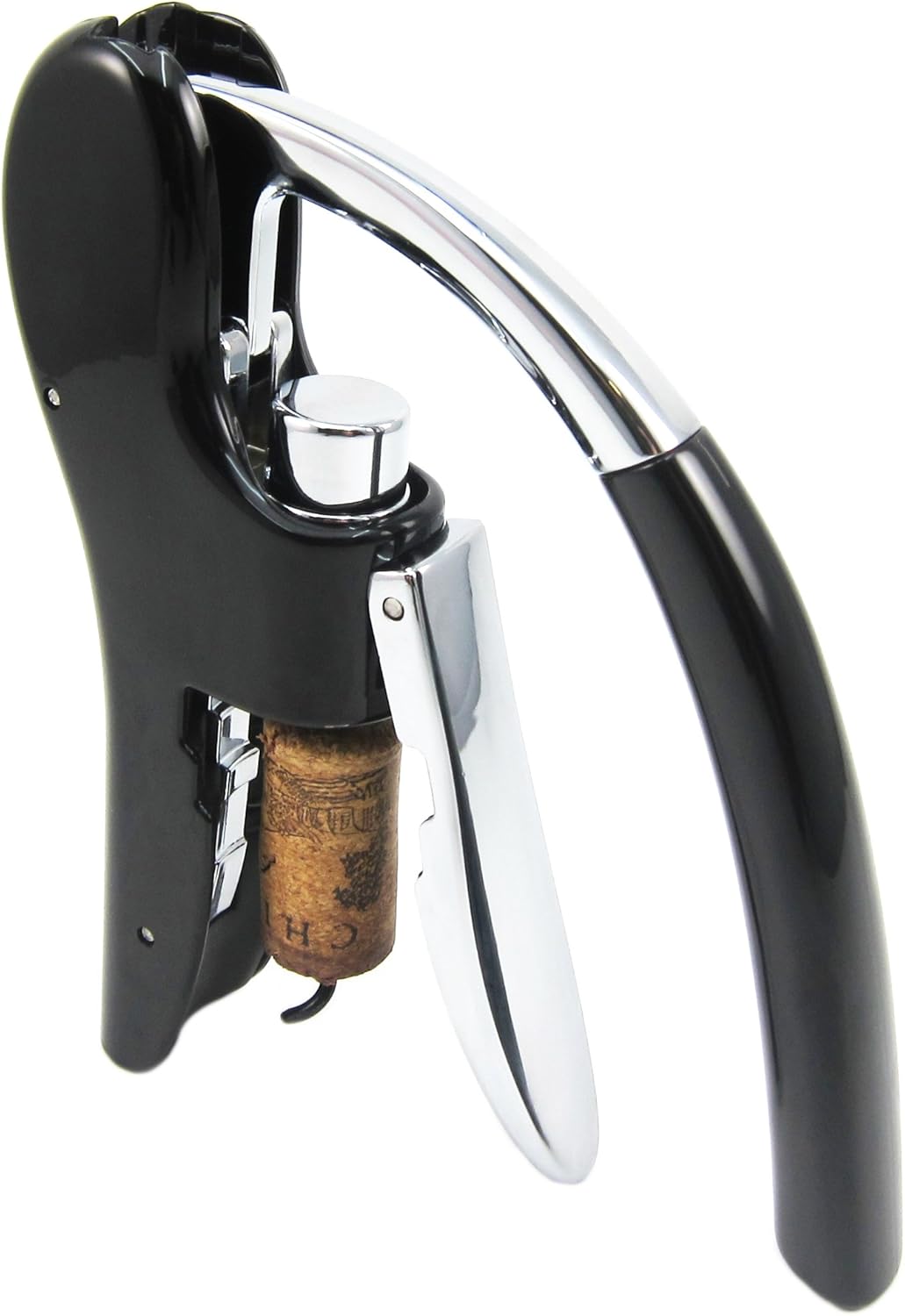 KAYCROWN Professional Wine Opener Lever Pull Corkscrews for wine Waiter's Corkscrew Bottle Opener with Built-in Foil cutter and Bonus Replacement, Black