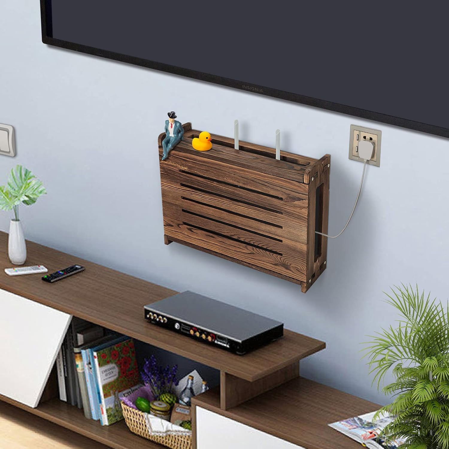 Holz Router Regal Wandmontage WiFi Router Aufbewahrungsbox