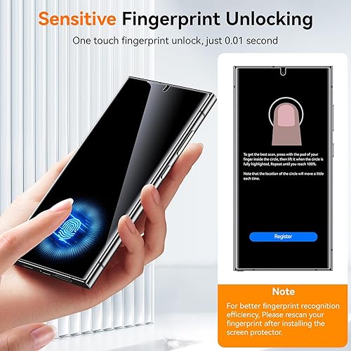 Miniatura 5 de Paquete de 2 protectores de pantalla de privacidad para Samsung Galaxy S23 Ultra / S22 Ultra de 6.8 pulgadas (sin vidrio), alineación automática,