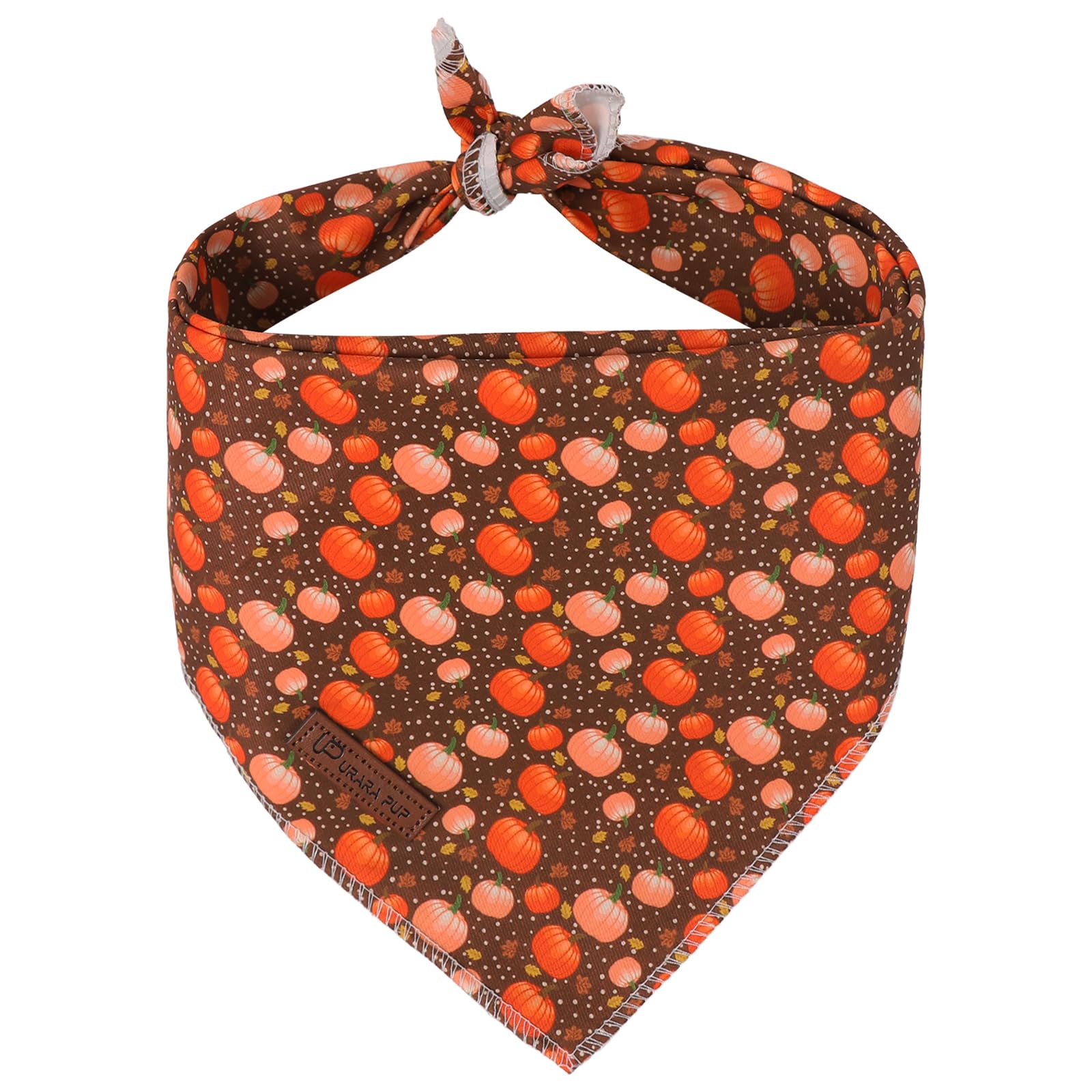 UP URARA PUP Fall Pumpkin Dog Bandana, Halloween Autumn Leaves Triangle Bid Scarf with Pumpkin Pattern, Cotton Pet Kerchief for Girl Boy Dogs or Cats, Cute Puppy Bandana Fancy for Dogs