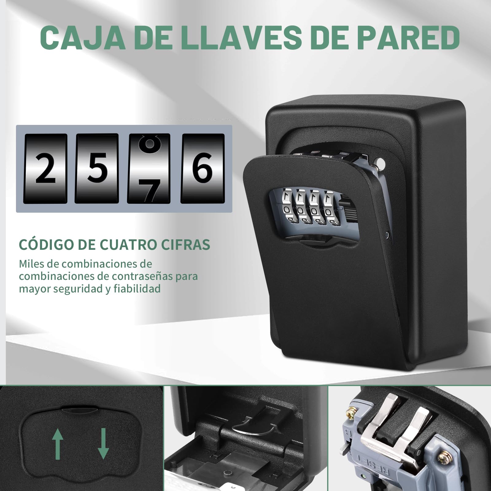 Caja de Seguridad Con Combinación y Llaves, Montaje en Pared para Exteriores, Adecuado para El Garaje de la Escuela