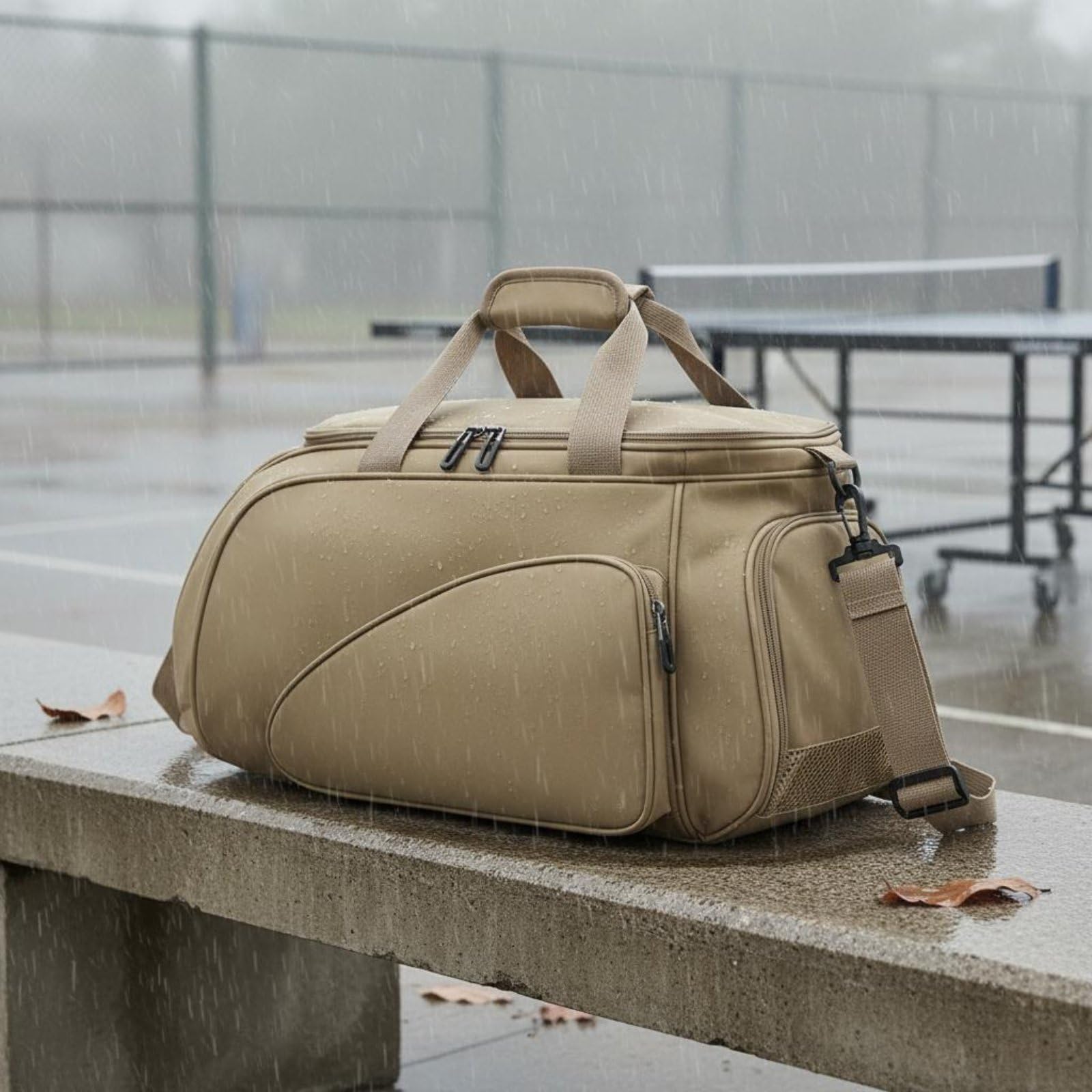 MagiDeal Borsa Sportiva Borsa Palestra Borsone Palestra Zaino a Tracolla Scomparto Principale 19L Tasca Laterale Scarpe Strato Umido Materiale Oxford Adatta, Dark Khaki