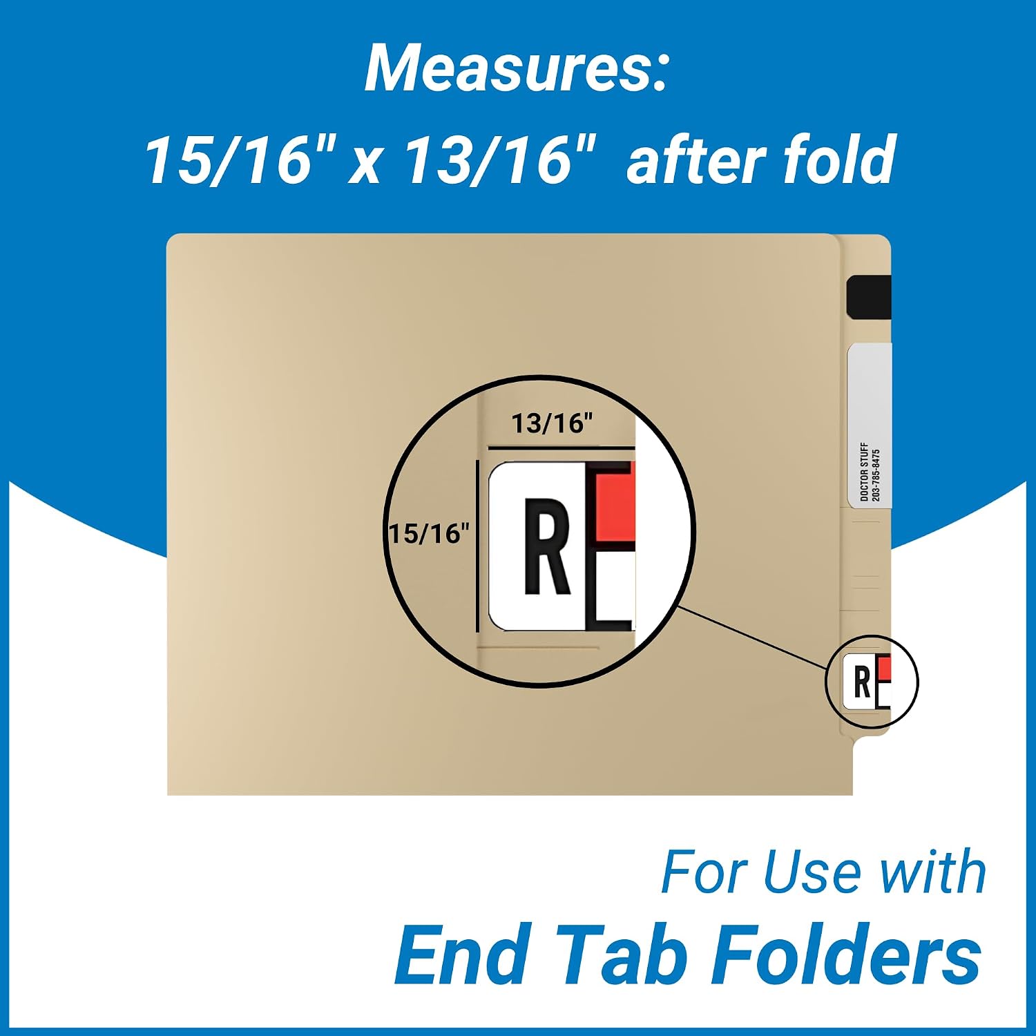 Doctor Stuff - File Folder Labels, Alphabet Letter R, Traco - Tram Series Compatible Alpha Stickers, Red/Black, 15/16" x 1-5/8", 500/Roll