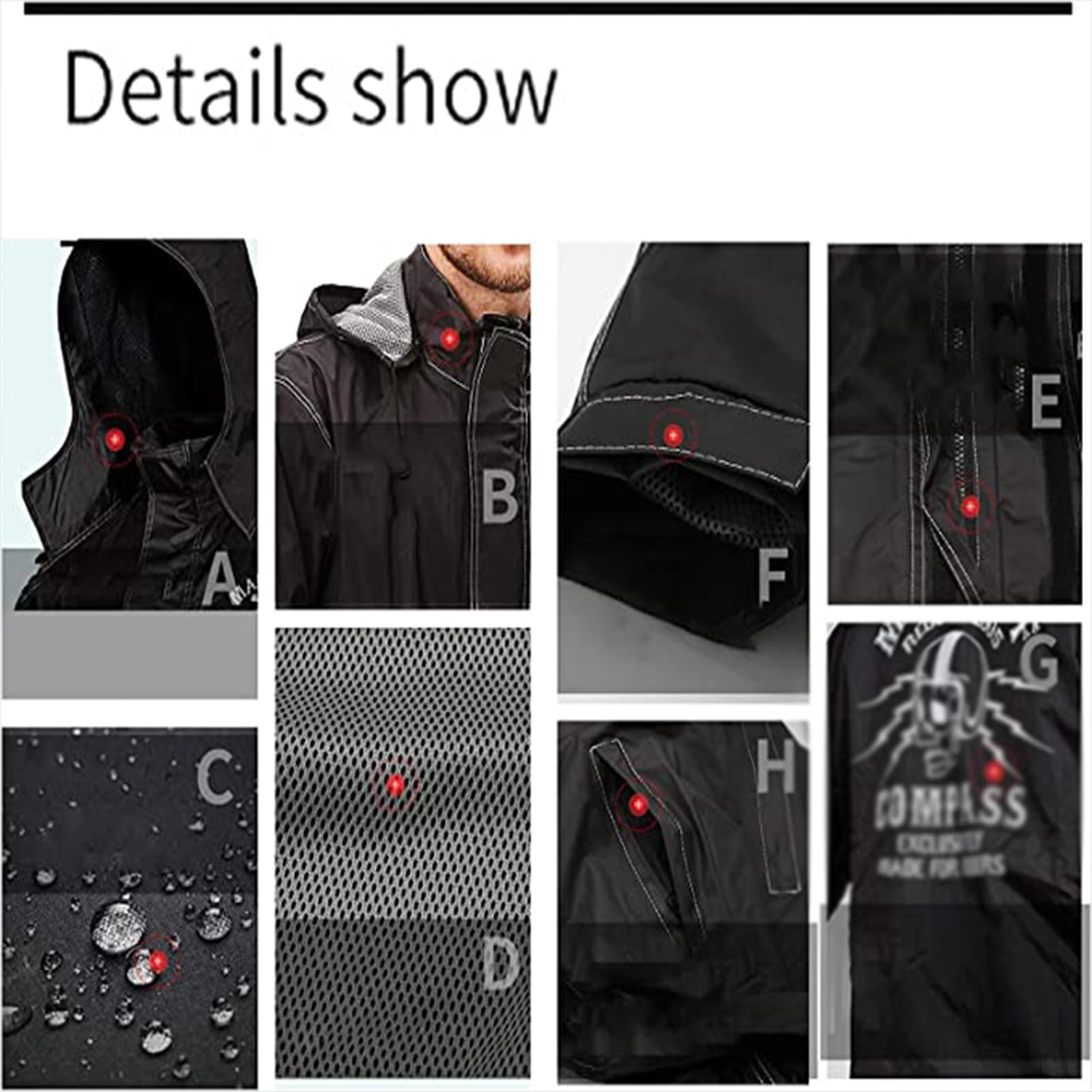 Chubasqueros Traje De Lluvia Hombres Mujeres Unisexo Chaqueta Impermeable Con Capucha Pantalones Cintas Reflectantes Para Ciclismo Senderismo Deportes Al Aire Libre ( 32-33 , 3435 , 36-37 , 38-39 , 40