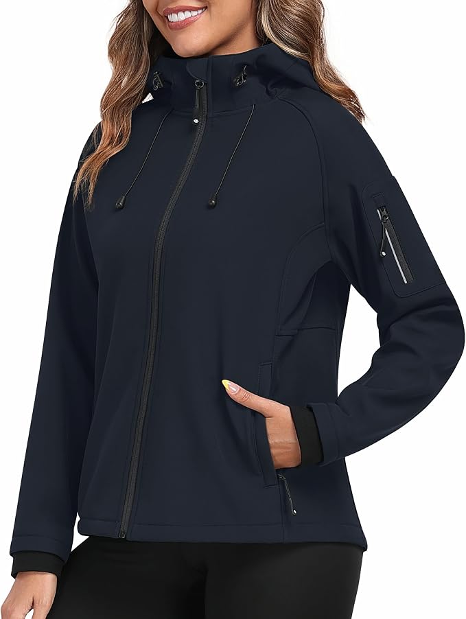 MoFiz Chaqueta Softshell Impermeable con Capucha para Mujer