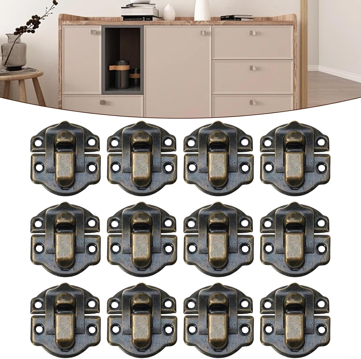 Vintage Lock Latch For Jewelry Boxes, Chests, And Cases, Anti Build Classic Design With Modern Functionality(Bronze 12pcs)