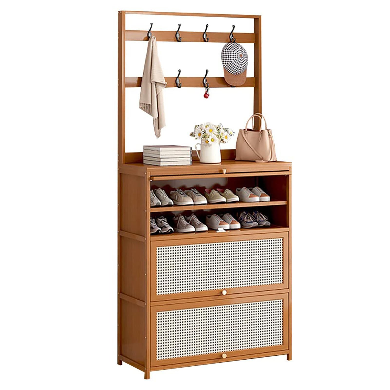 Porte-manteau sur pied multifonctionnel avec étagère à chaussures pour chambre