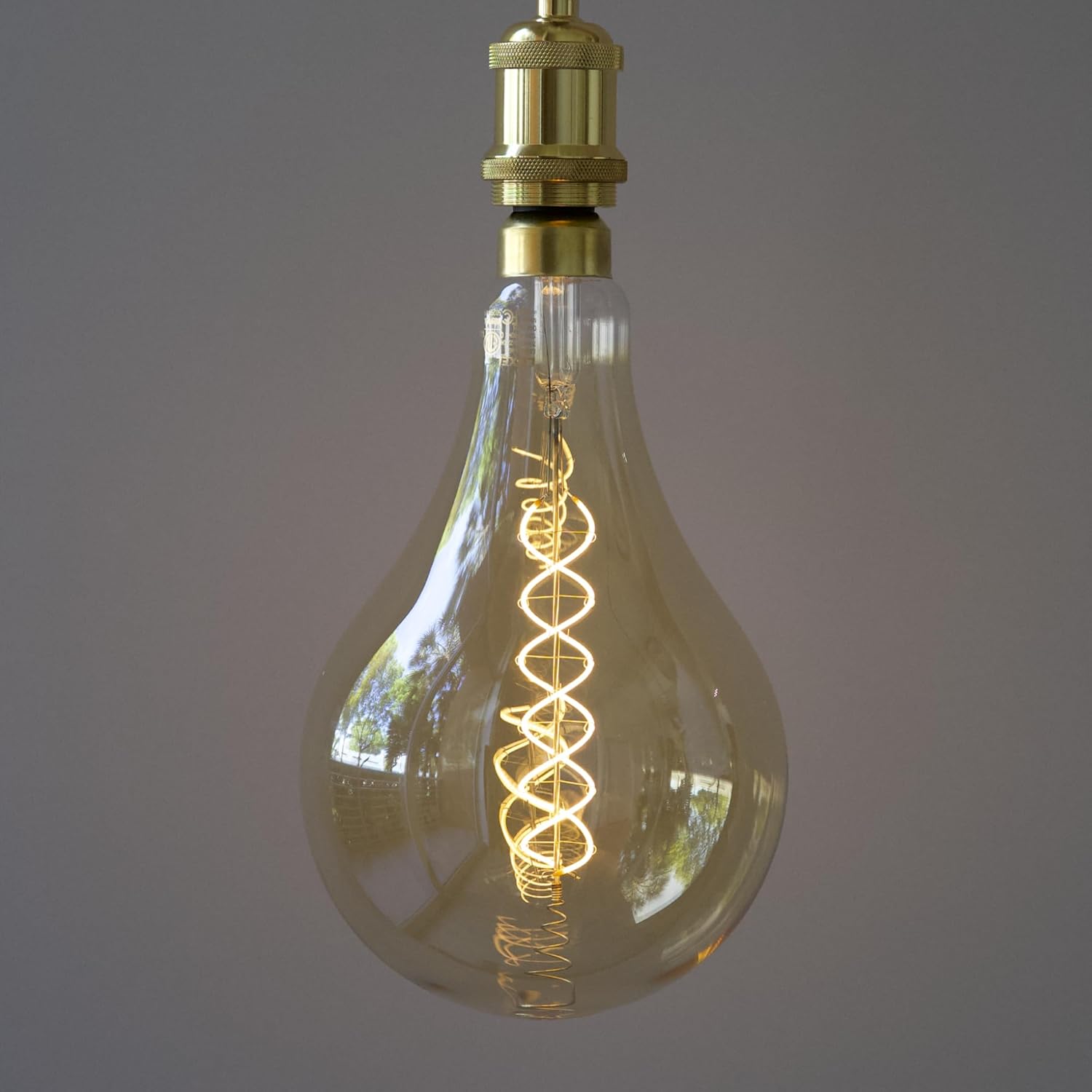 Oversized Edison LED Light Huge Bulb Vintage PS52(PS160) 7W Equivalent 40W - Dimmable 2200K Warm Amber Glow 400 Lumens E26 Base - Large Filament Decorative Bulbs - 360° Beam (Golden Glass)