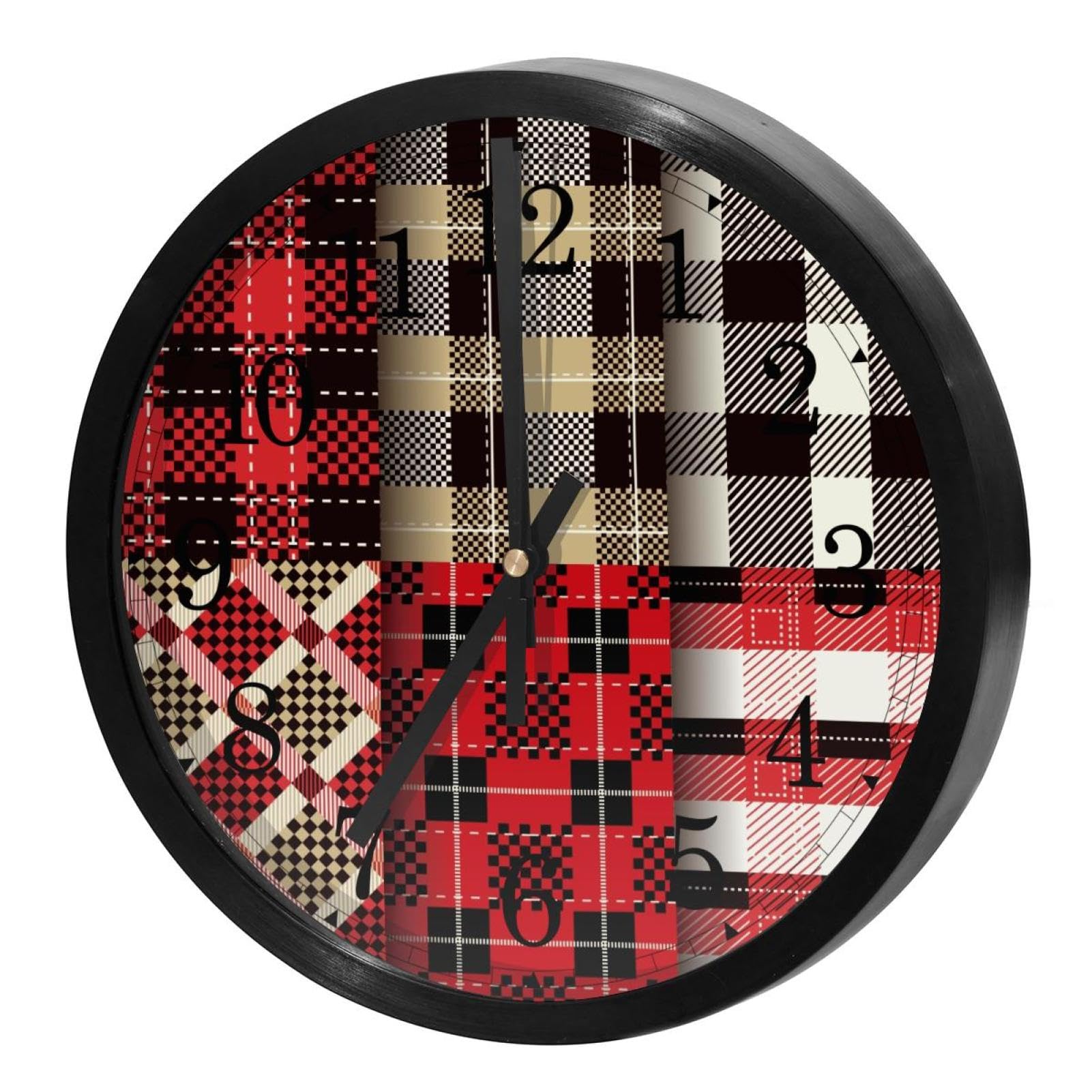 Horloge murale sans tic-tac à quartz ronde avec motif buffle artistique