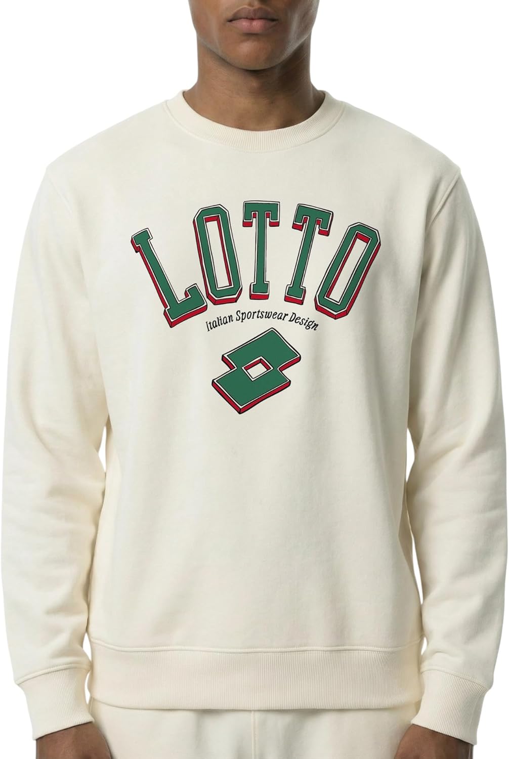 Lotto Men's Legends Live Here Crewneck Sweater - 100% Organic Cotton, Sculpted Fit, Ribbed Trim, Durable Stitching